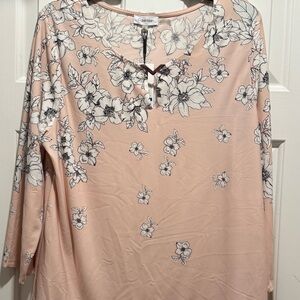 Calvin Klein Women's Peach XL Floral Top
